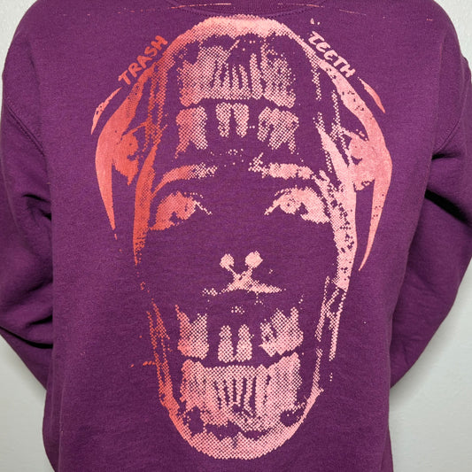 Mandie Attacks! On small purple gildan brand sweatshirt