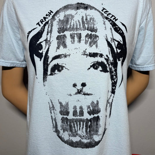 Mandie Attacks! on medium, sky blue, gildan short sleeve